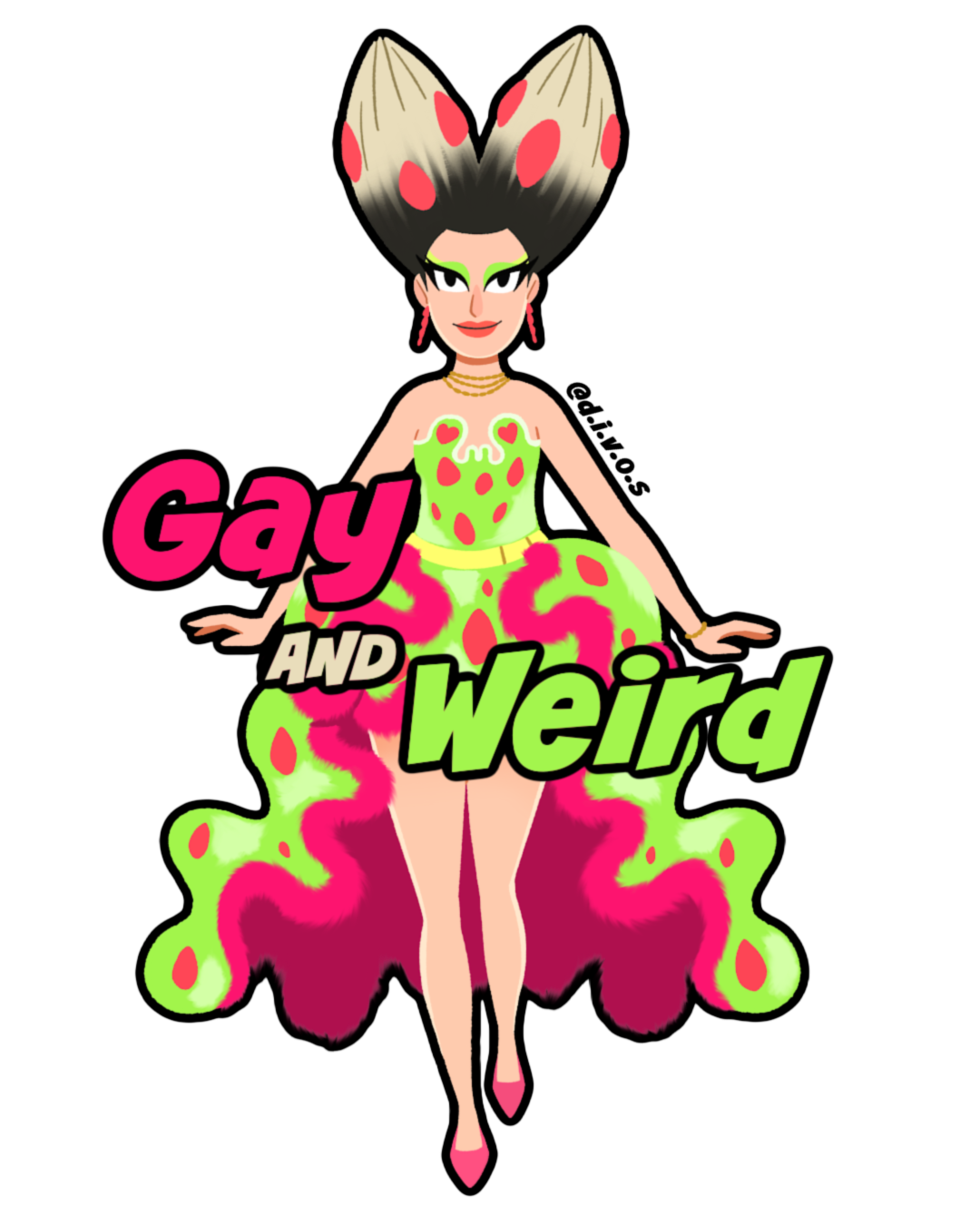 "Gay and Weird" DIVOS - Drag Queen Die Cut Waterproof UV Vinyl Sticker