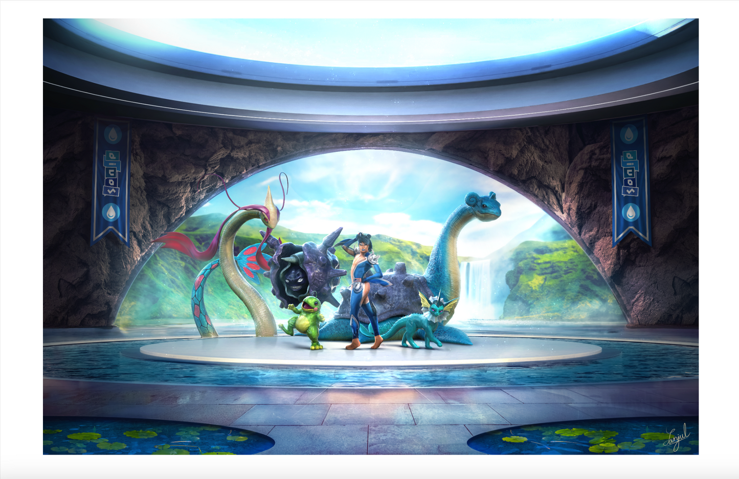 Water Type Gym Leader DIVOS - (Full Scene) 5x7.5 Art Print