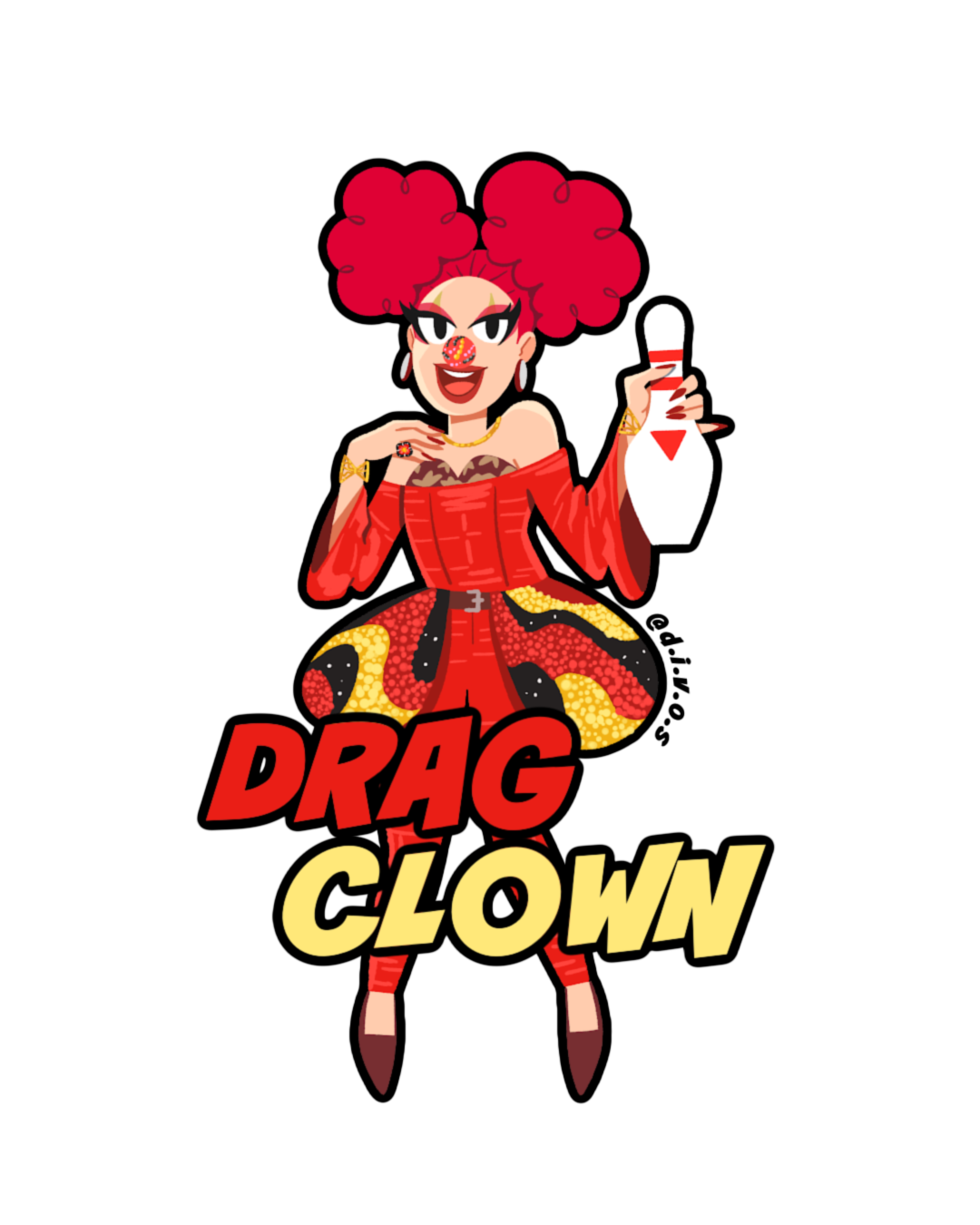 "Drag Clown" DIVOS - Drag Queen Die Cut Waterproof UV Vinyl Sticker