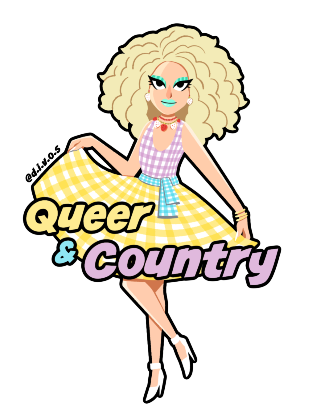 "Queer & Country" DIVOS - Drag Queen Die Cut Waterproof UV Vinyl Sticker