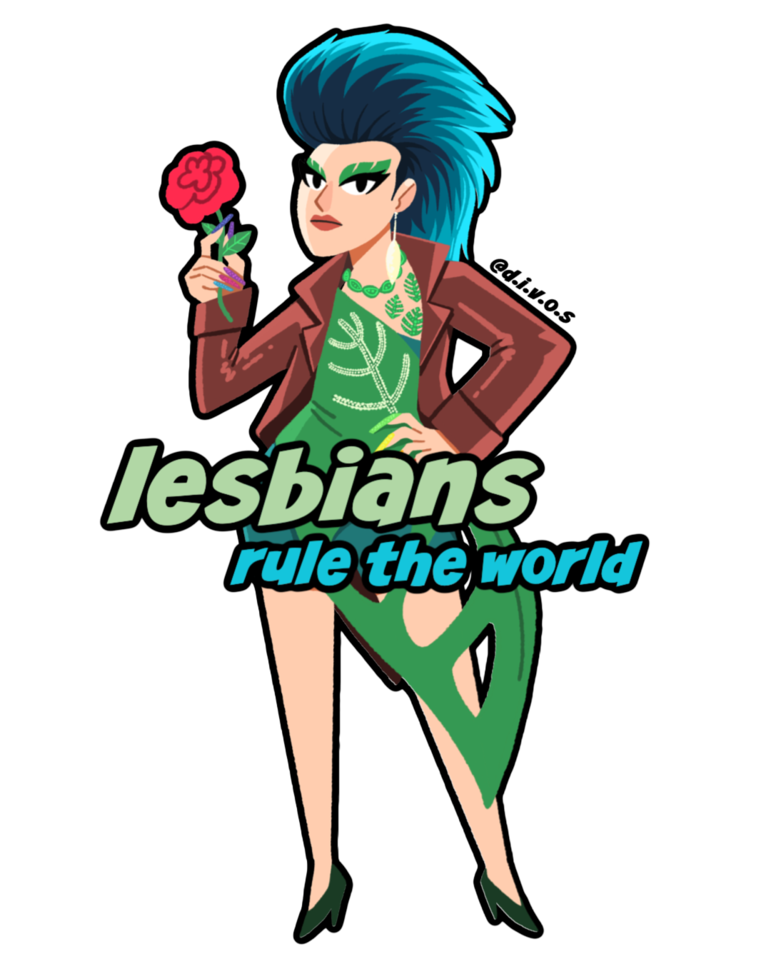 "Lesbians Rule the World" DIVOS - Drag Queen Die Cut Waterproof UV Vinyl Sticker
