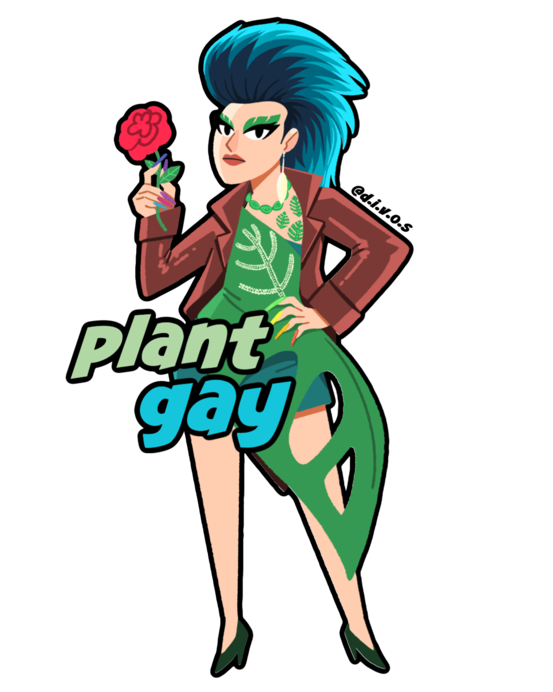 "Plant Gay" DIVOS - Drag Queen Die Cut Waterproof UV Vinyl Sticker