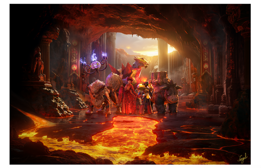 Fire Type Gym Leader DIVOS - (Full Scene) 11x17 Art Print